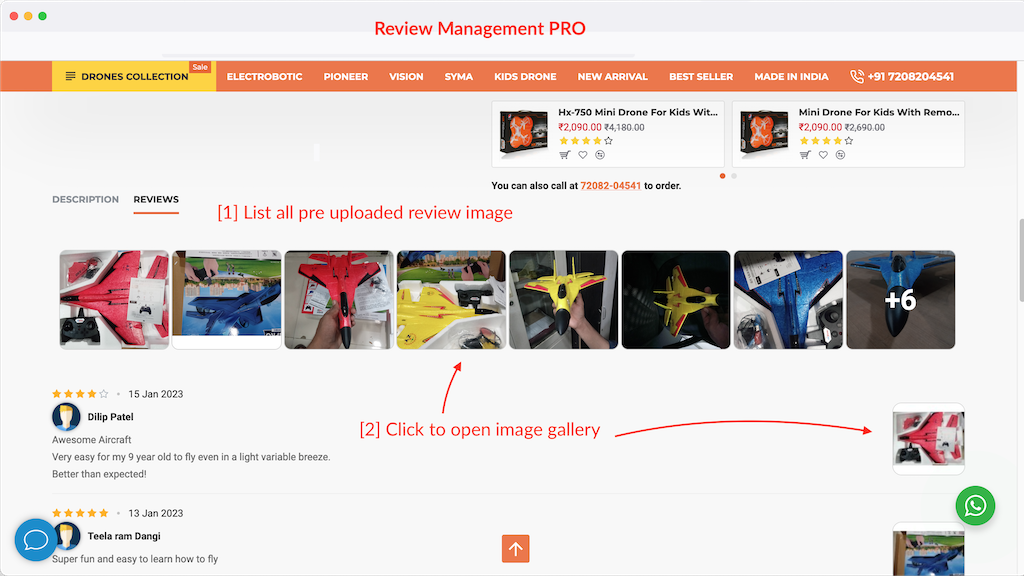 image review list on opencart product page